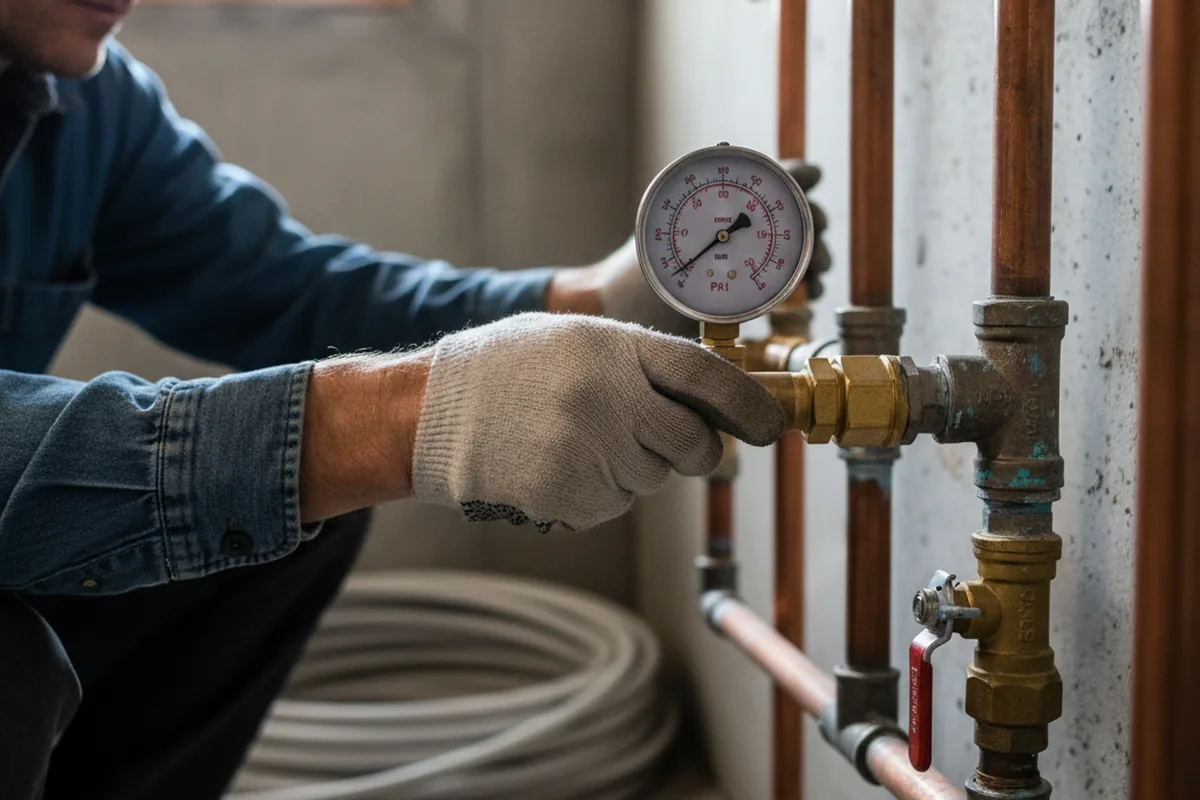 Pressure testing a repaired line during Water Line Repair in Hurlock